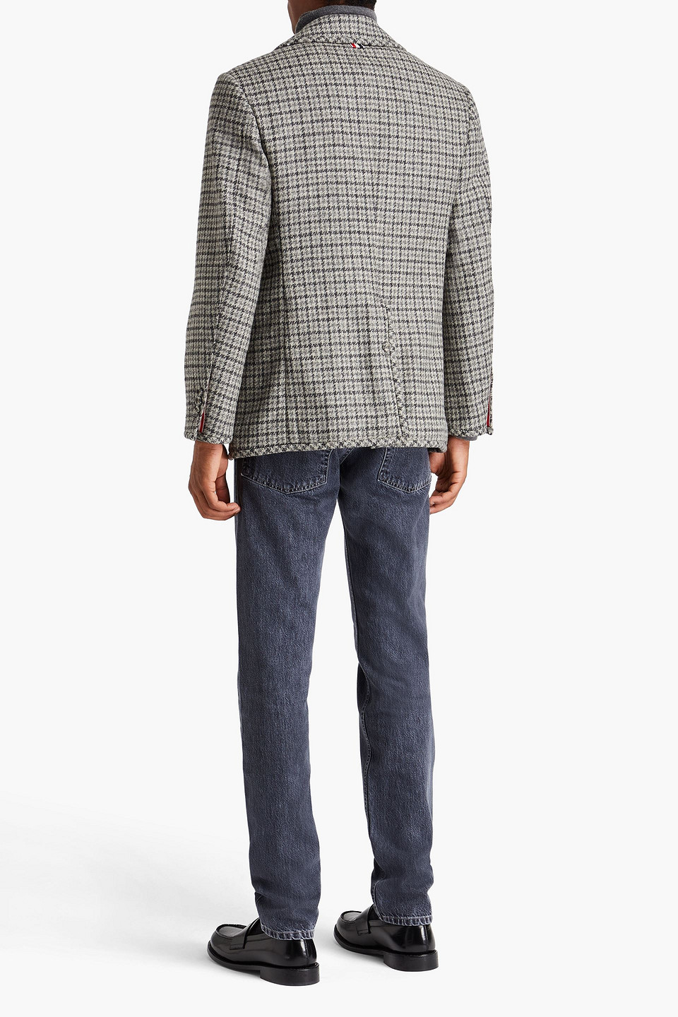 THOM BROWNE HOUNDSTOOTH WOOL-TWEED PEACOAT