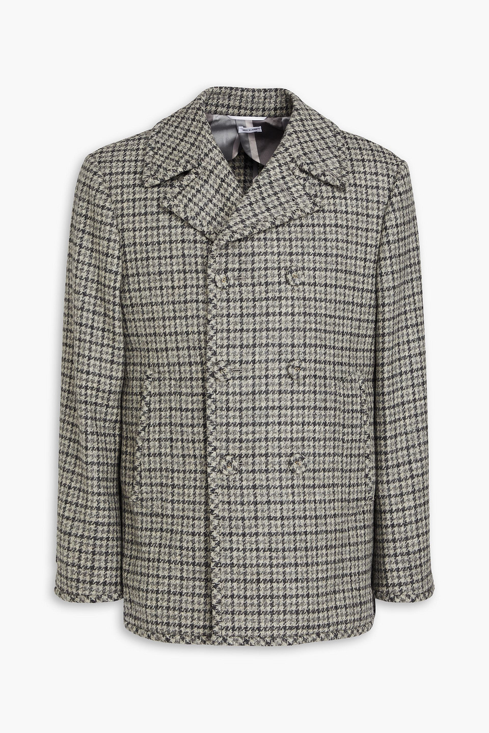 Thom Browne Wool-tweed Peacoat In Gray