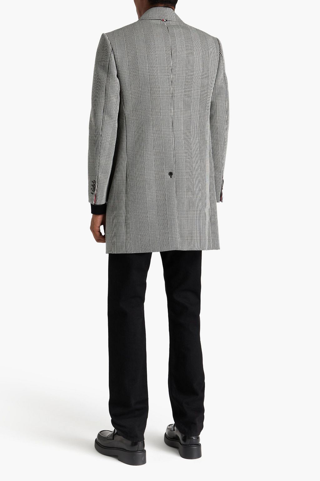 THOM BROWNE Mantel aus Woll-Twill mit Hahnentrittmuster