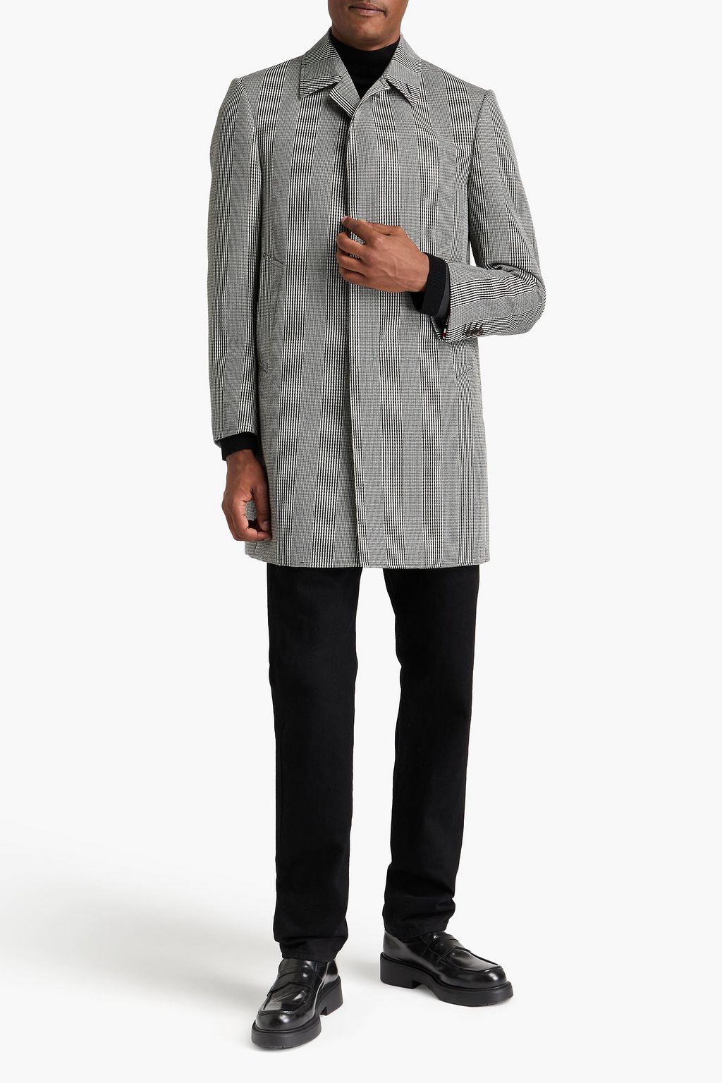 THOM BROWNE Mantel aus Woll-Twill mit Hahnentrittmuster