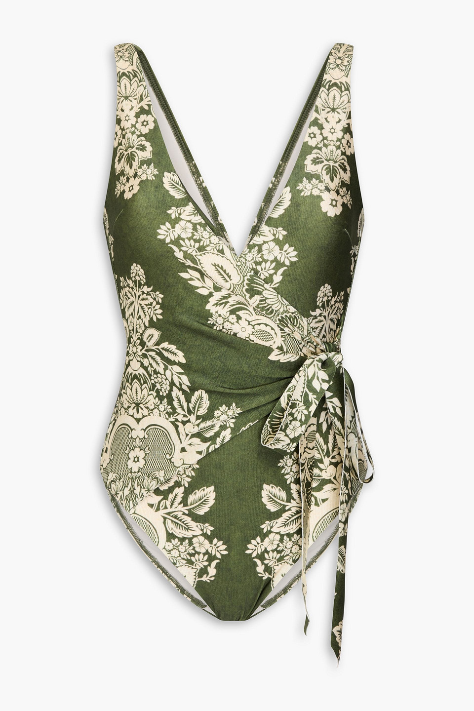 Zimmermann Floral-print Swimsuit In Army Green