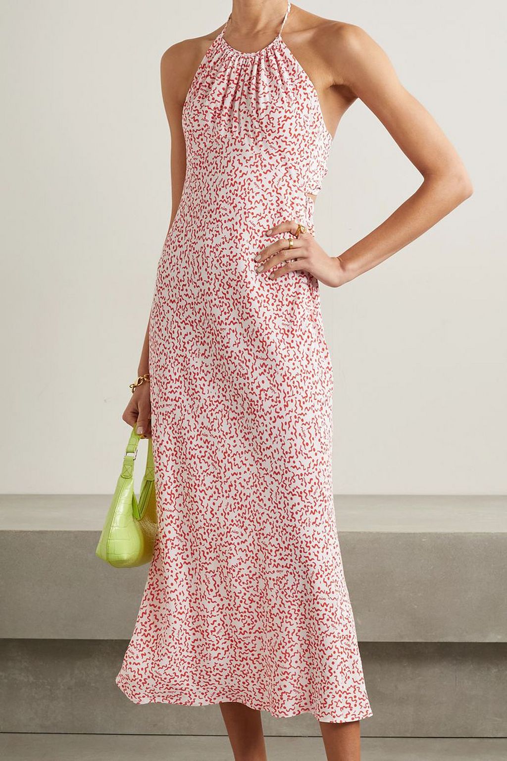 RIXO Marilyn crepe halterneck midi dress