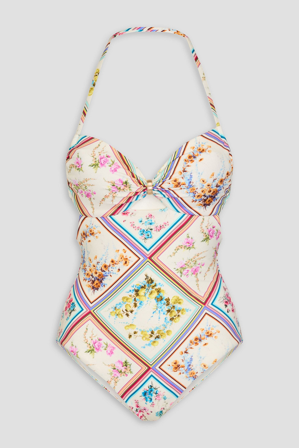 Zimmermann Printed Swimsuit In Ecru