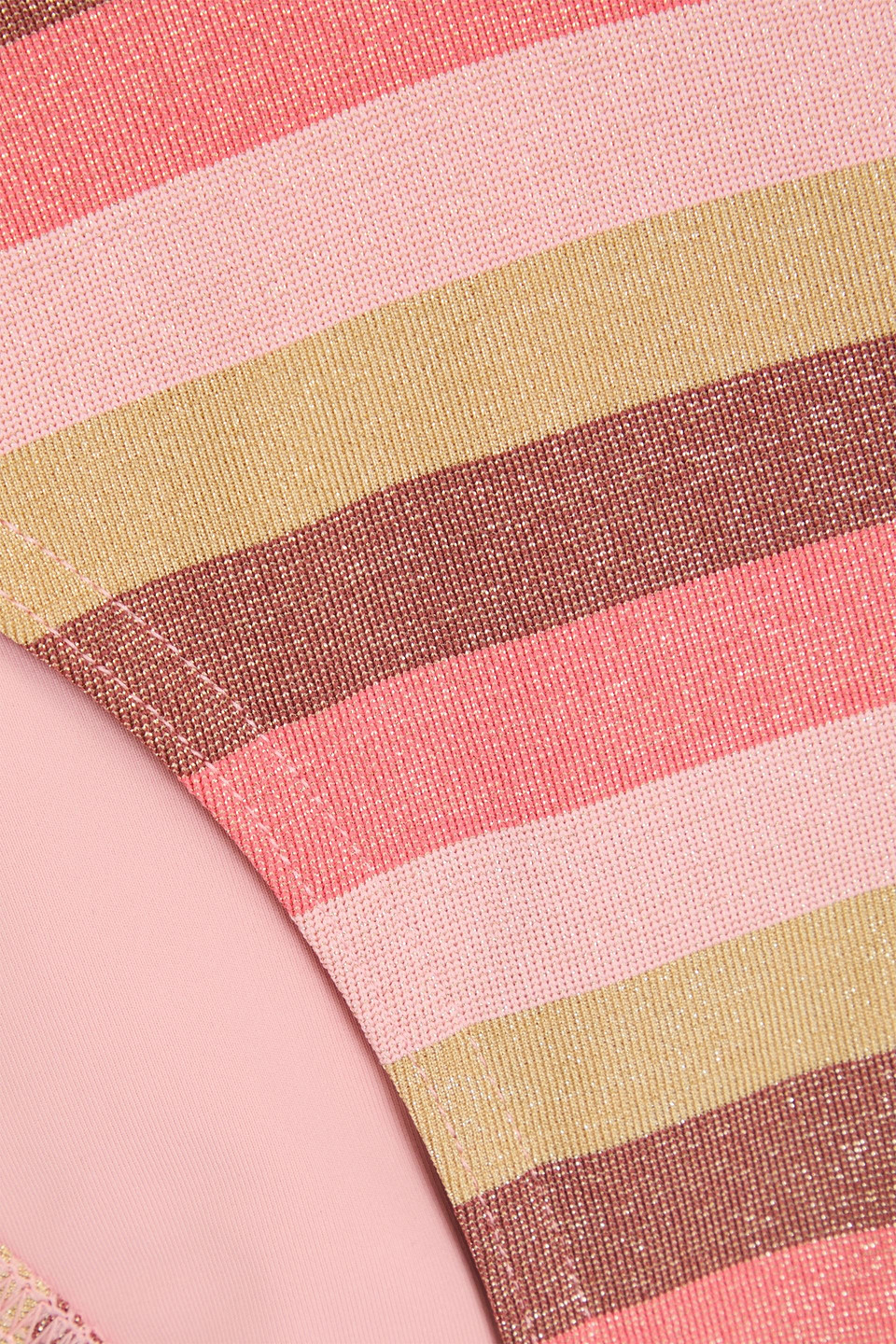 Zimmermann Metallic Striped Ruched Bikini In Pink