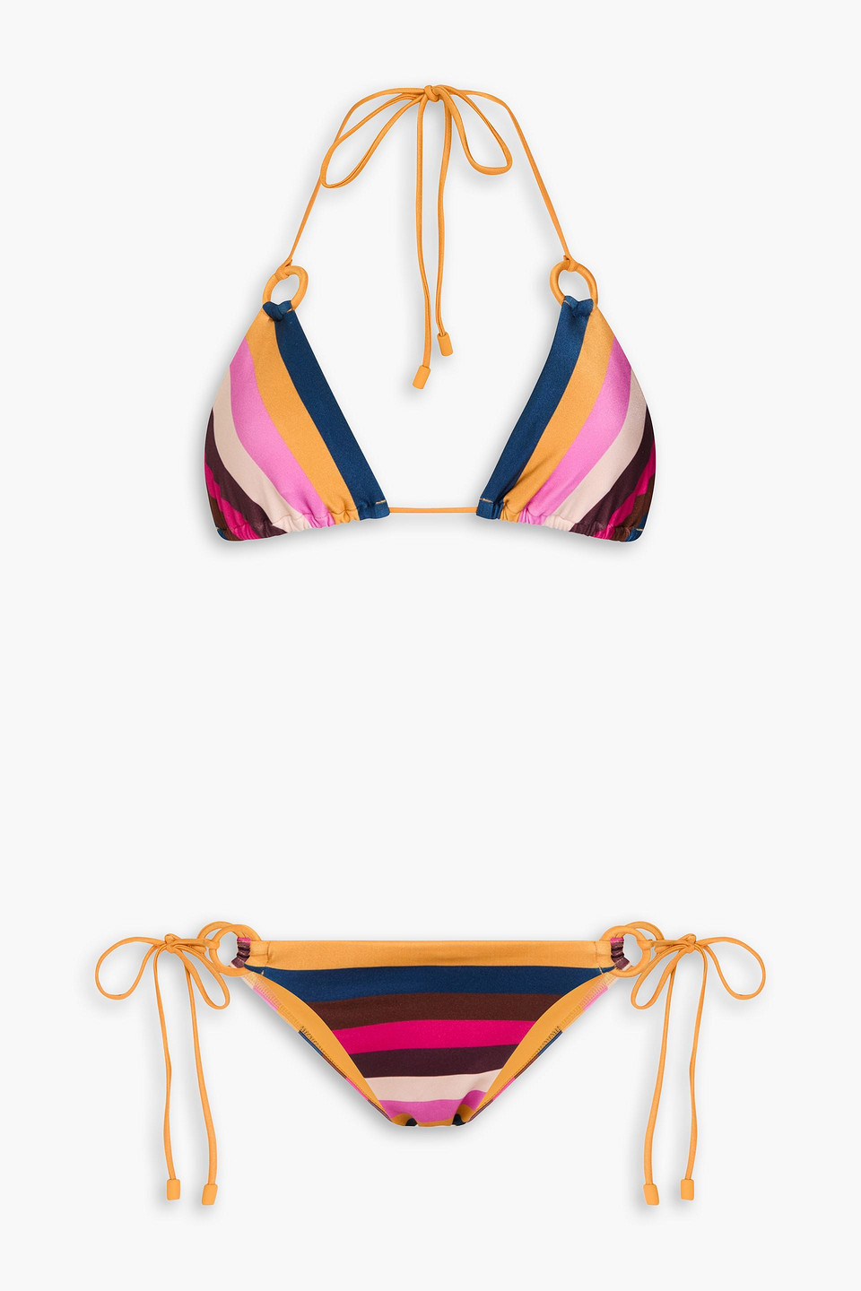 Zimmermann Striped Triangle Bikini In Safrangelb