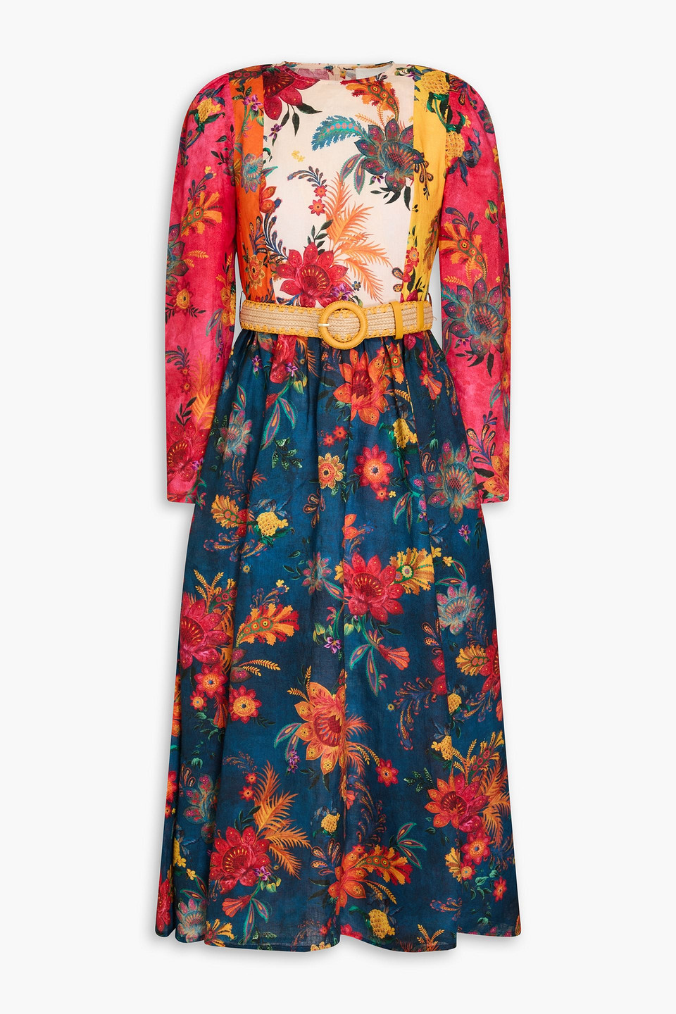Zimmermann Midikleid Aus Leinen Mit Floralem Print In Purpurrot