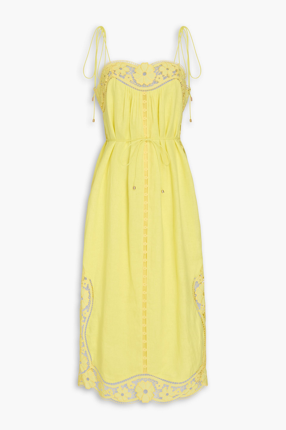 Broderie anglaise linen midi dress