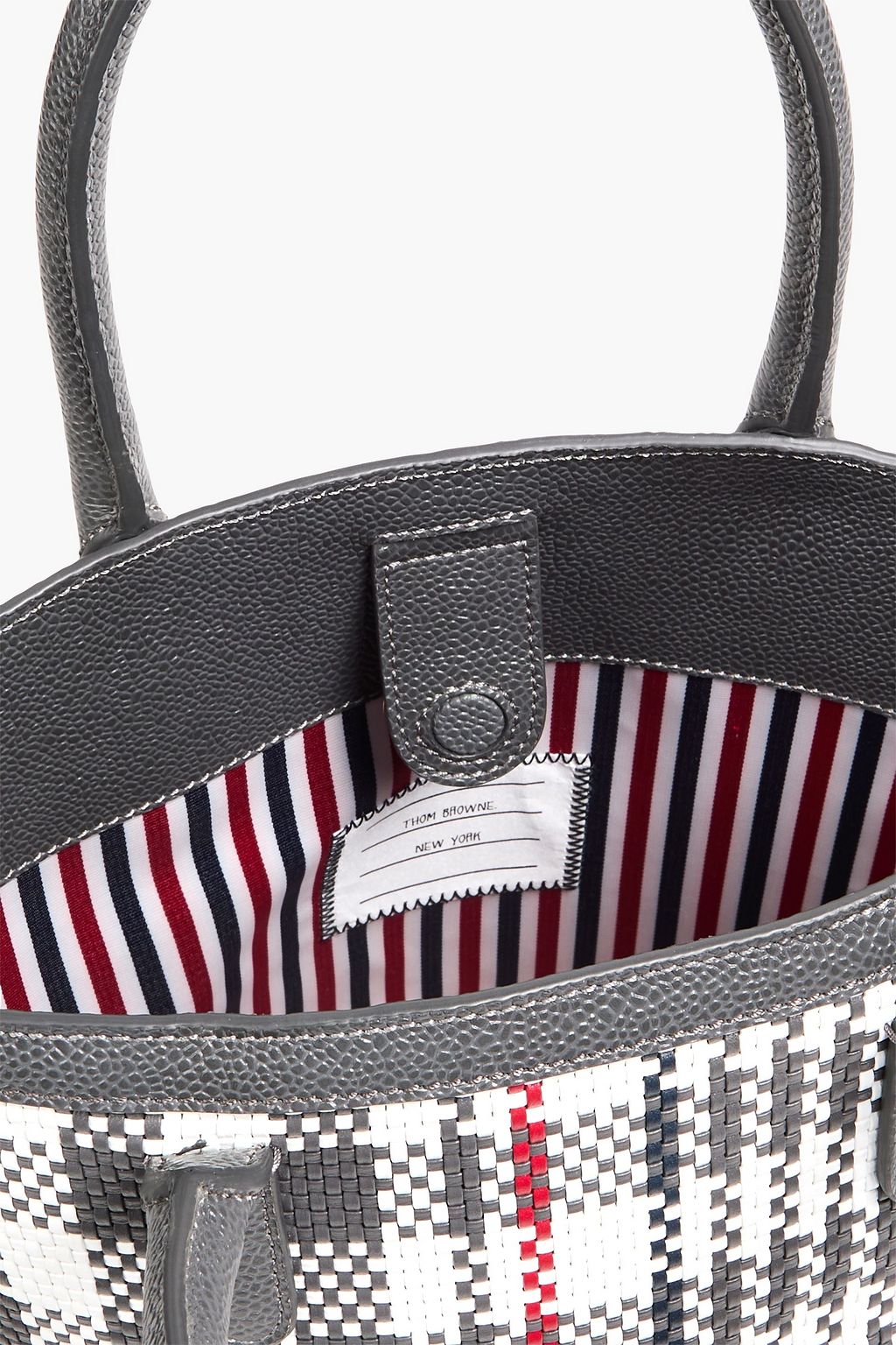 THOM BROWNE حقيبة باكيت من الجلد المُحبّب ومن نسيج محبوك بنقشة مربعات