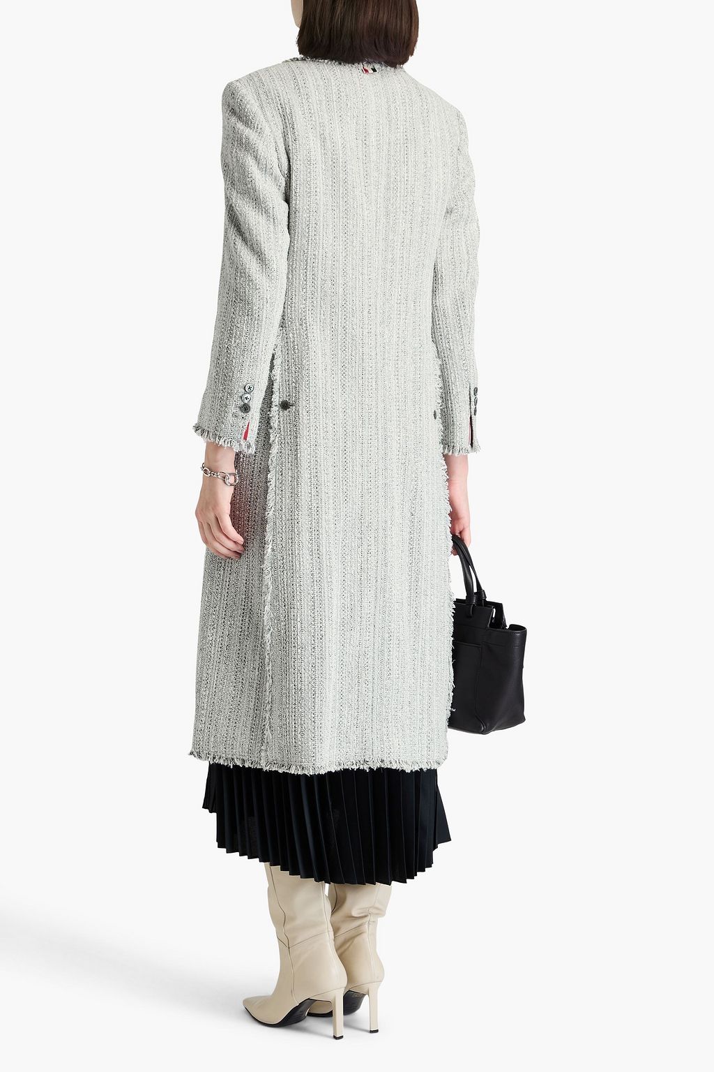 THOM BROWNE معطف من التويد مزين بشرّابات