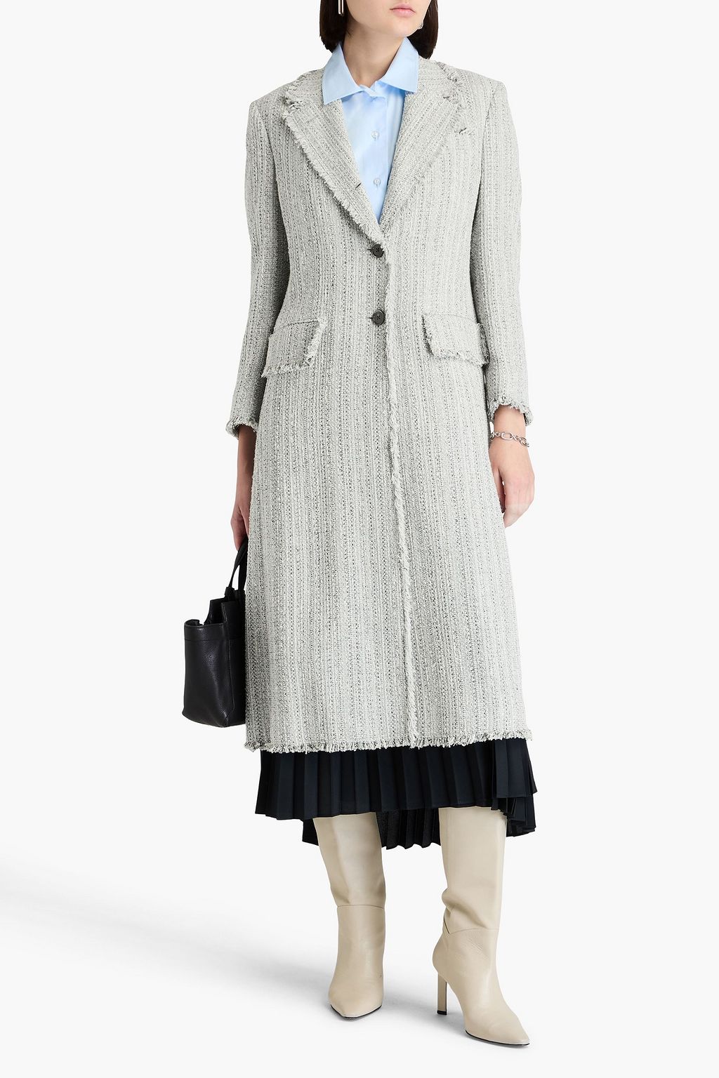 THOM BROWNE معطف من التويد مزين بشرّابات