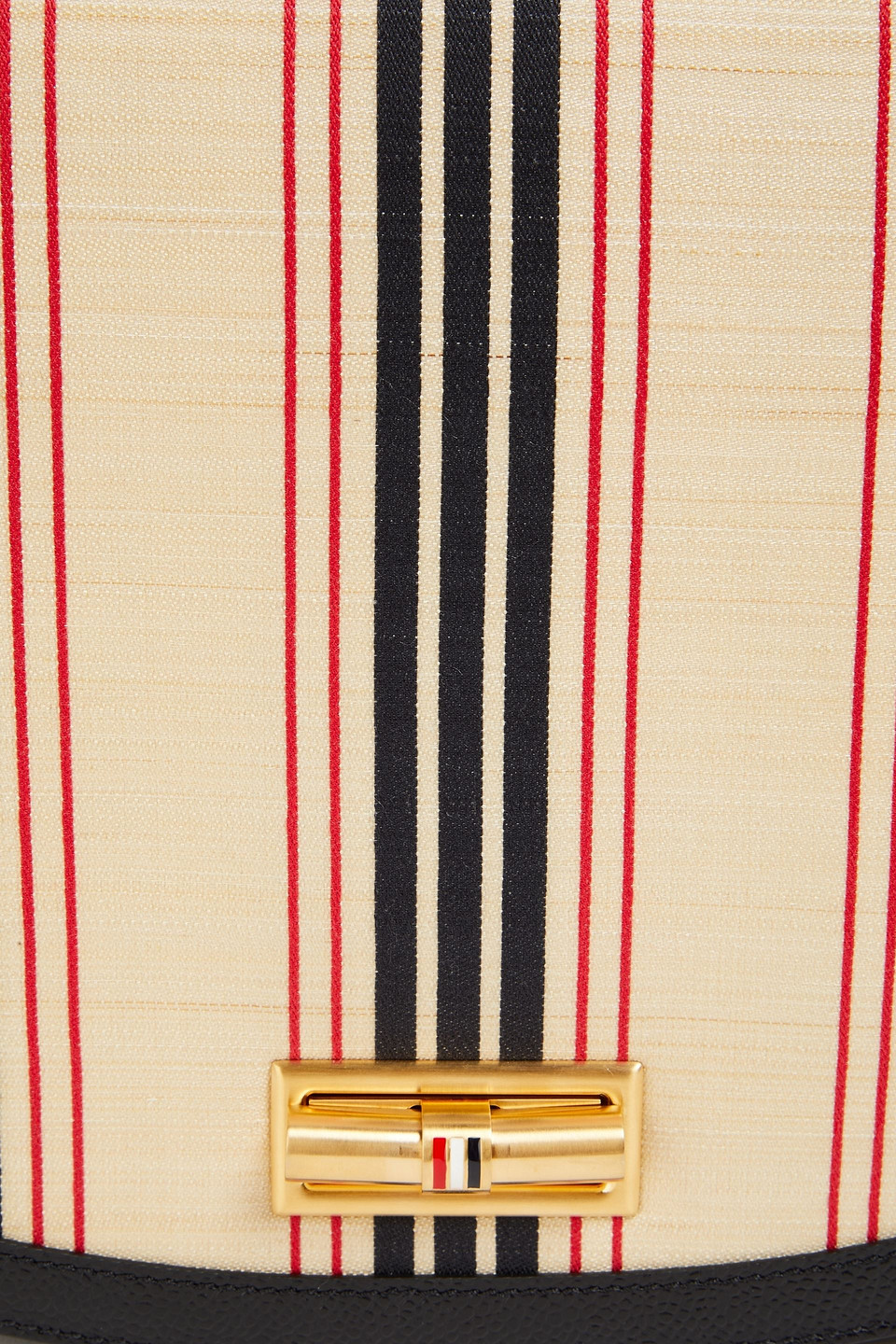 Shop Thom Browne Striped Jacquard And Textured-leather Tote In Midnight Blue