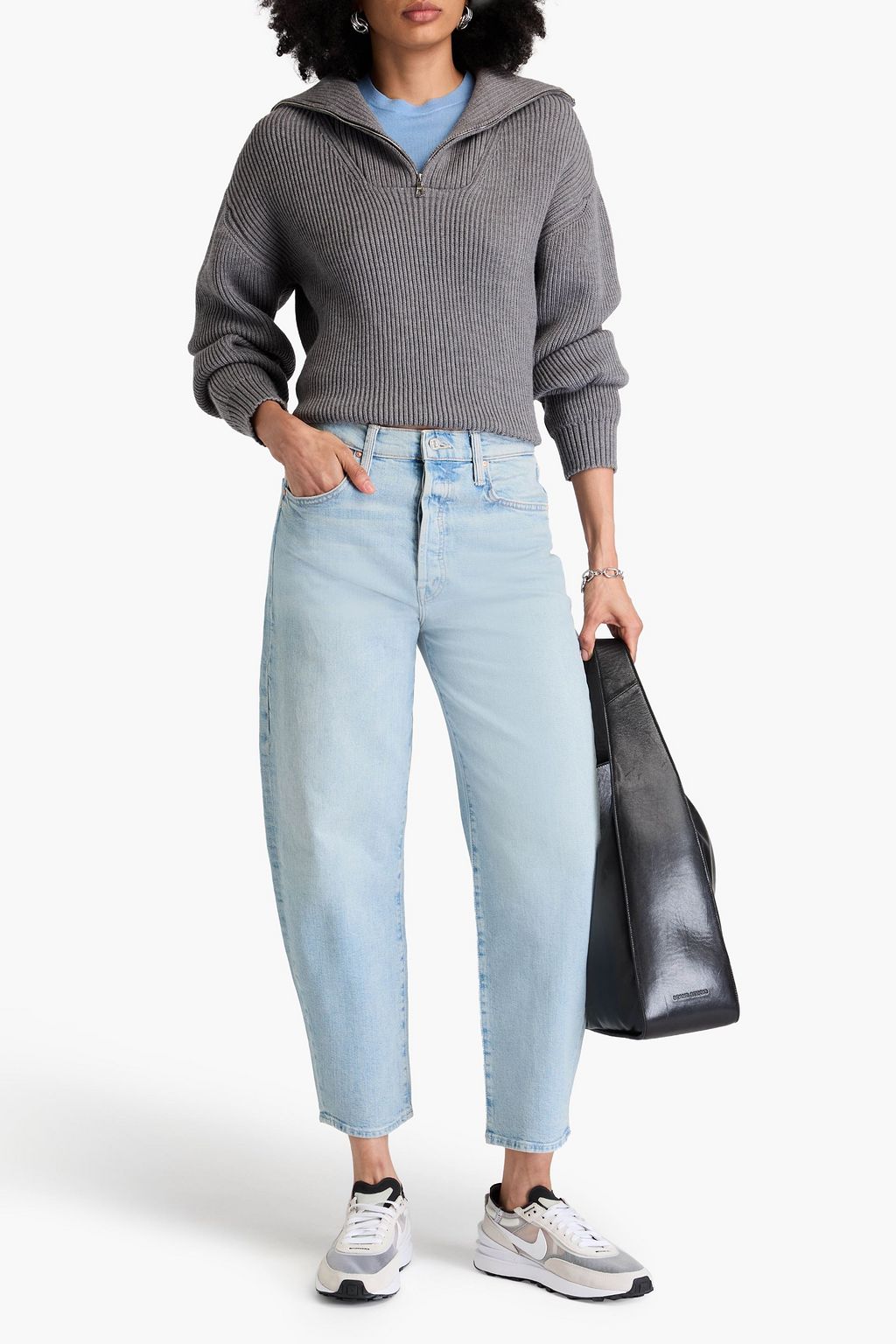 MOTHER The Curbside Ankle cropped high-rise tapered jeans