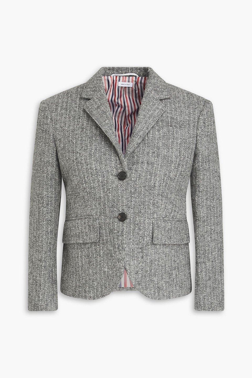 Thom Browne Pinstriped Wool-tweed Blazer In Gray