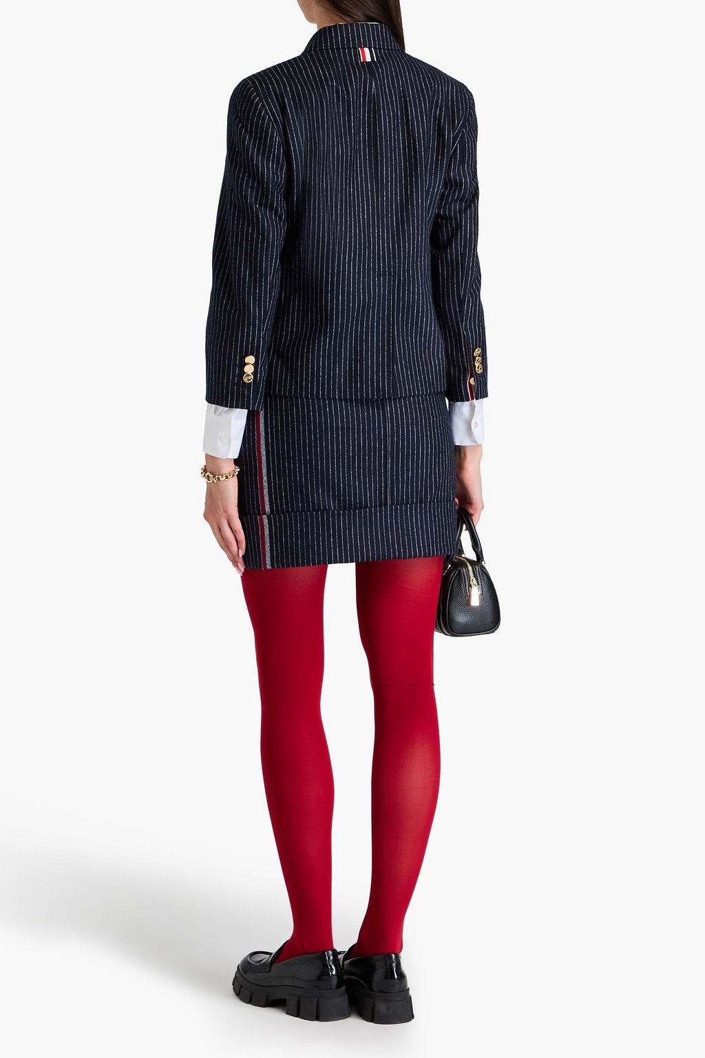 THOM BROWNE بليزر من مزيج الكشمير والصوف الممشّط بتصميم مقلّم