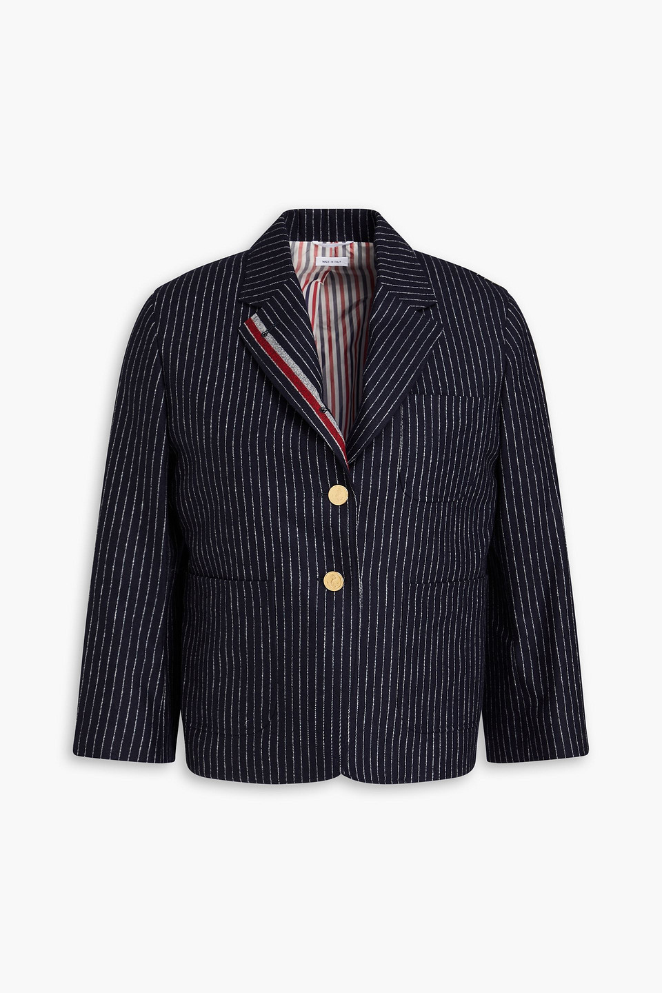 Pinstriped brushed wool and cashmere-blend blazer