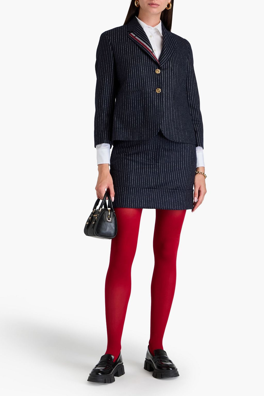 THOM BROWNE بليزر من مزيج الكشمير والصوف الممشّط بتصميم مقلّم