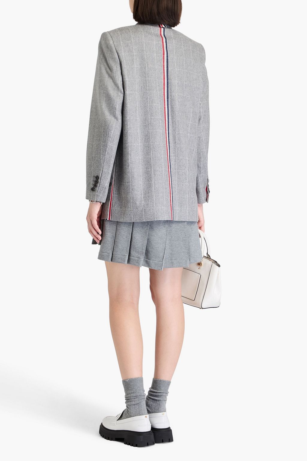 THOM BROWNE Checked wool and cashmere-blend flannel blazer