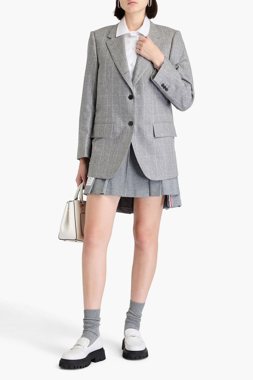 THOM BROWNE Checked wool and cashmere-blend flannel blazer