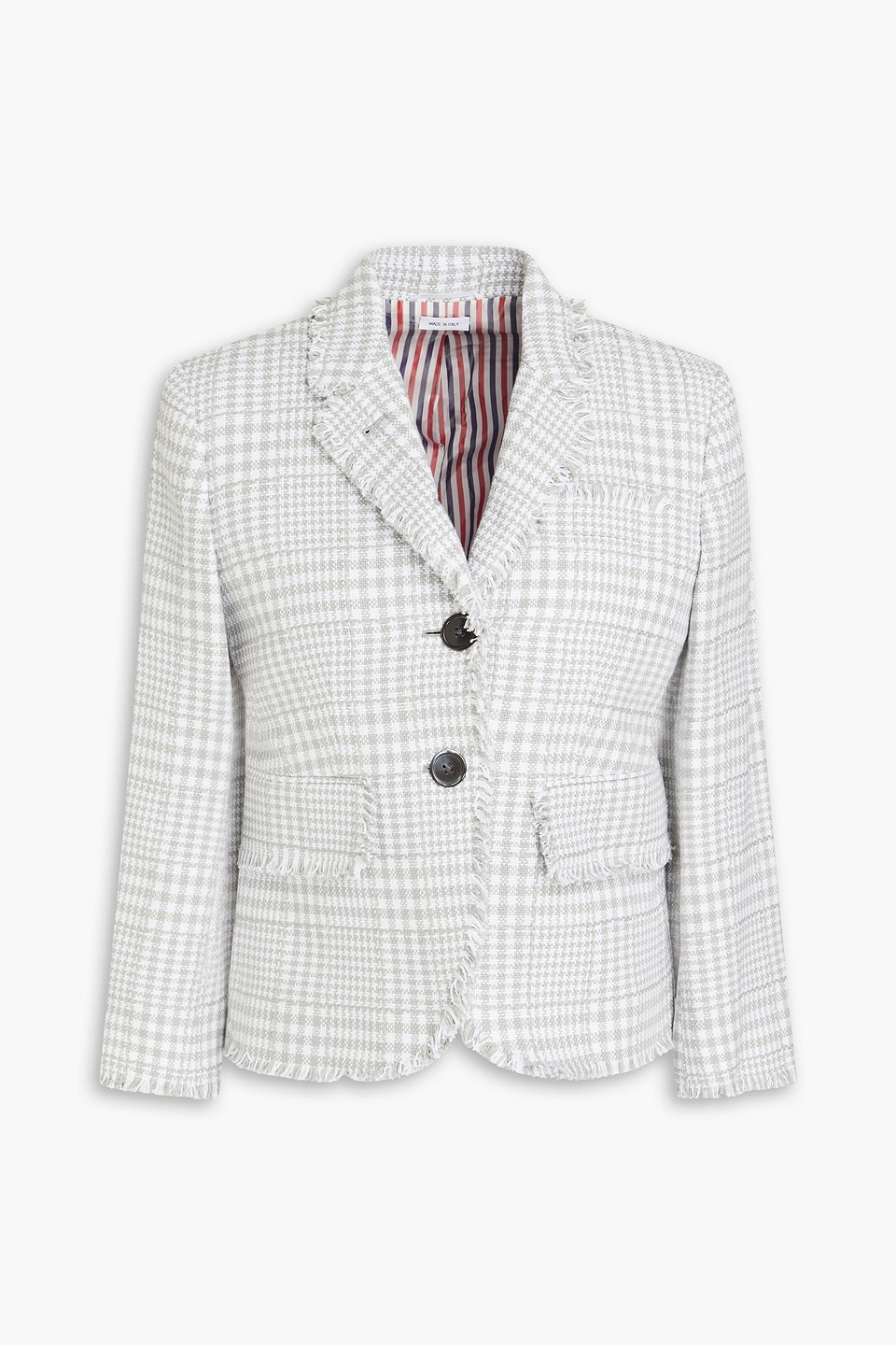 Thom Browne Checked Cotton-tweed Blazer In Stone