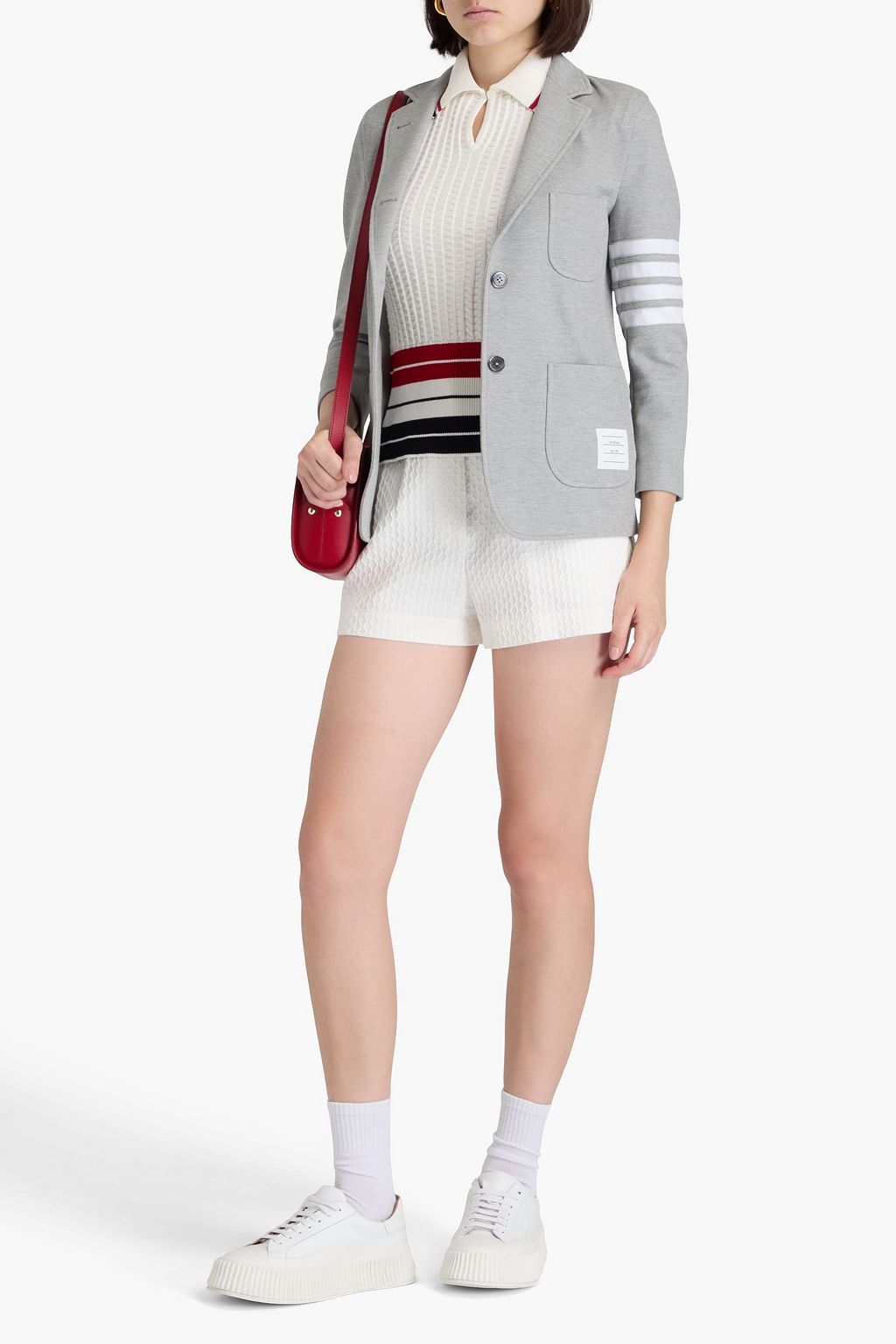 THOM BROWNE Striped cotton-blend twill blazer