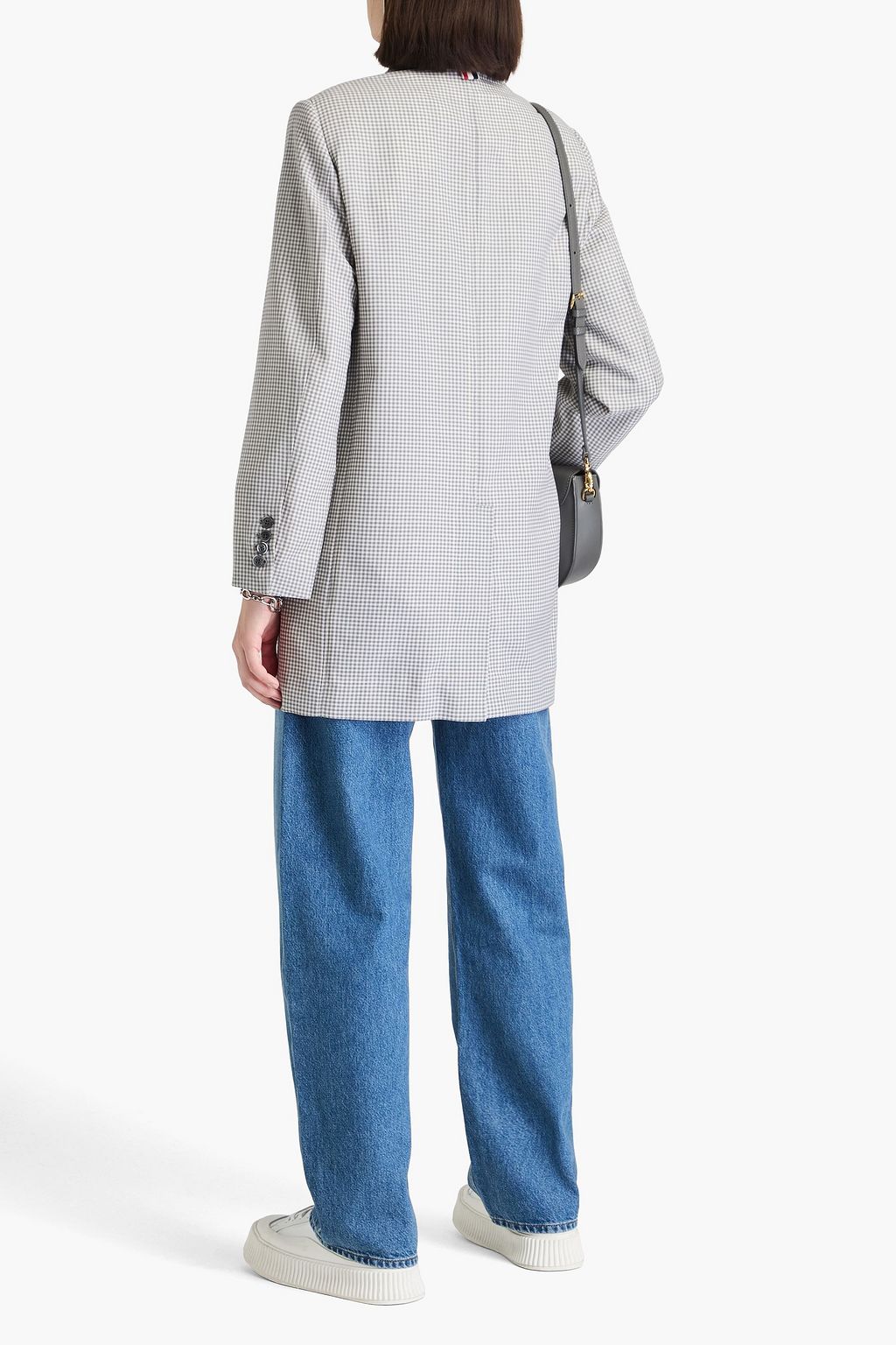 THOM BROWNE بليزر من التويد والصوف مزين بطبعة مربعات
