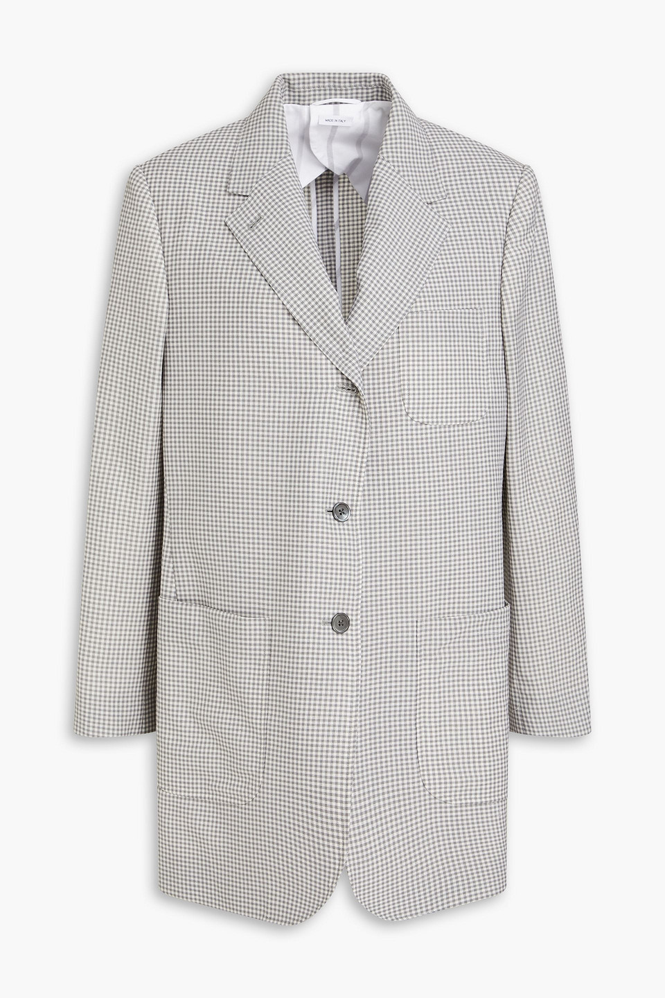 Thom Browne Gingham Wool Coat In Grey