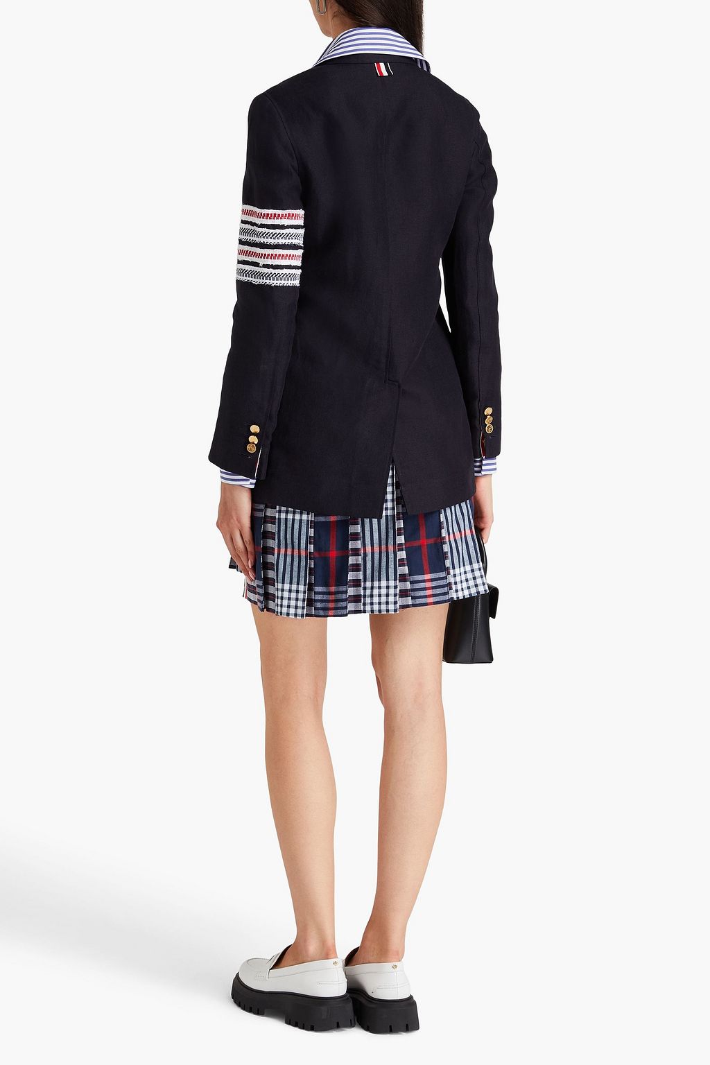 THOM BROWNE Double-breasted striped linen blazer