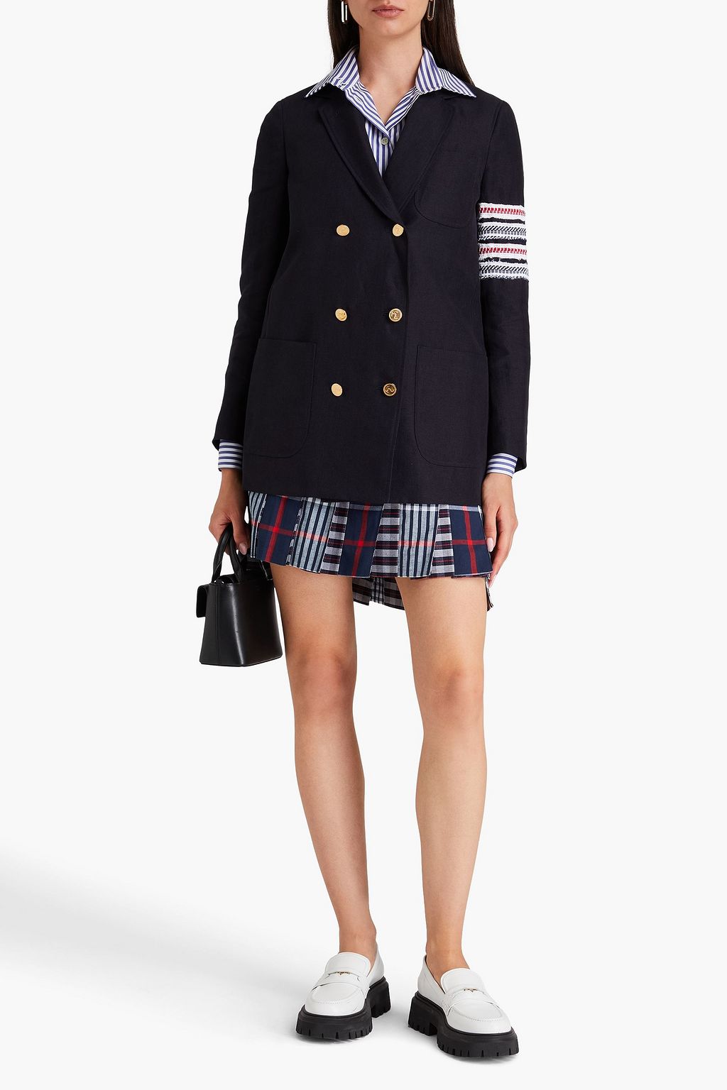 THOM BROWNE Double-breasted striped linen blazer