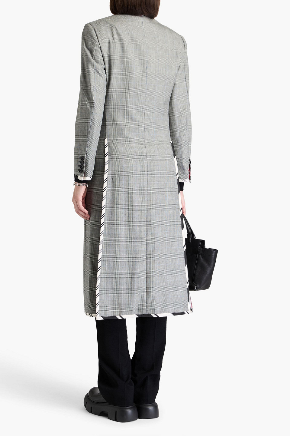  Thom Browne - Prince Of Wales Checked Wool Coat - Black - It 40 