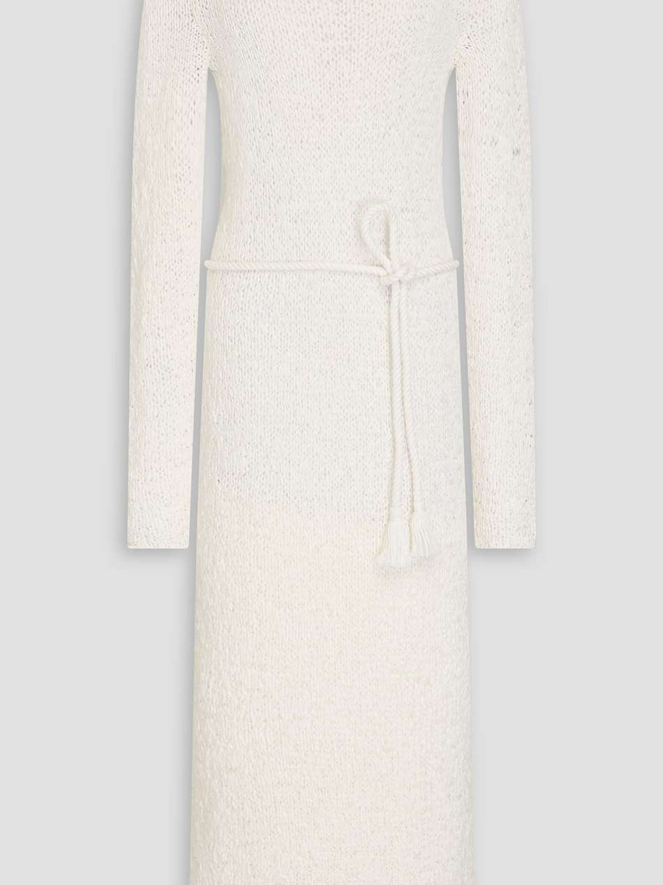 belted cotton-blend midi dress