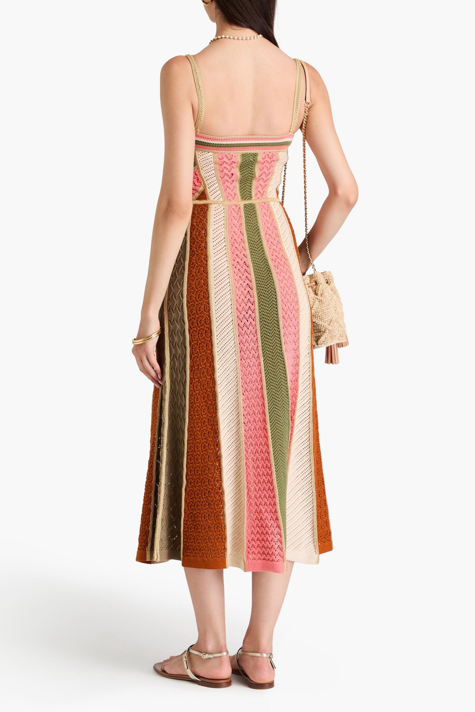 knee length dresses for ladies Zimmermann Daylight Twist Midi Dress | Cream/Black main image 0