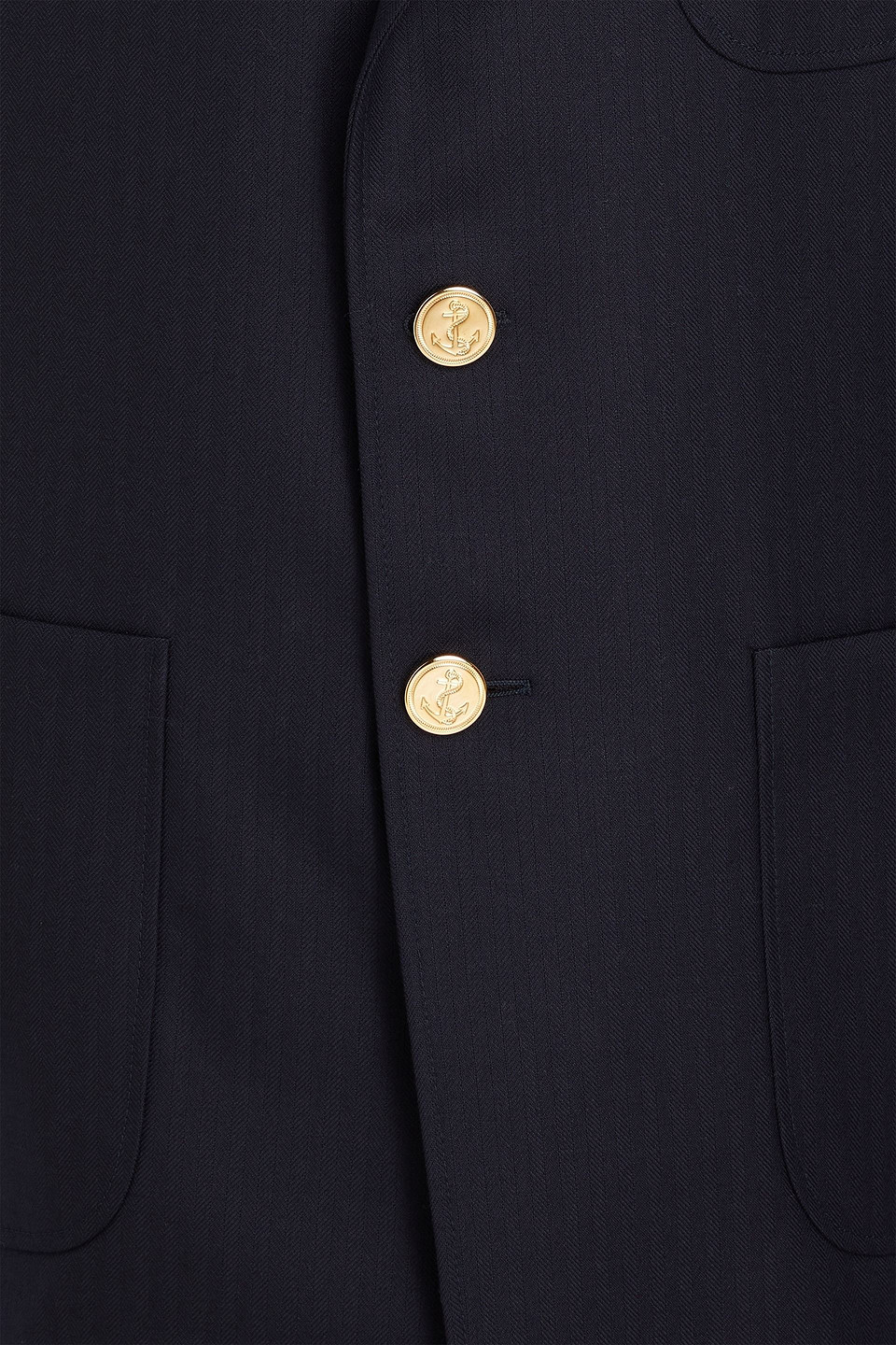 Thom Browne Herringbone Wool Coat In Navy