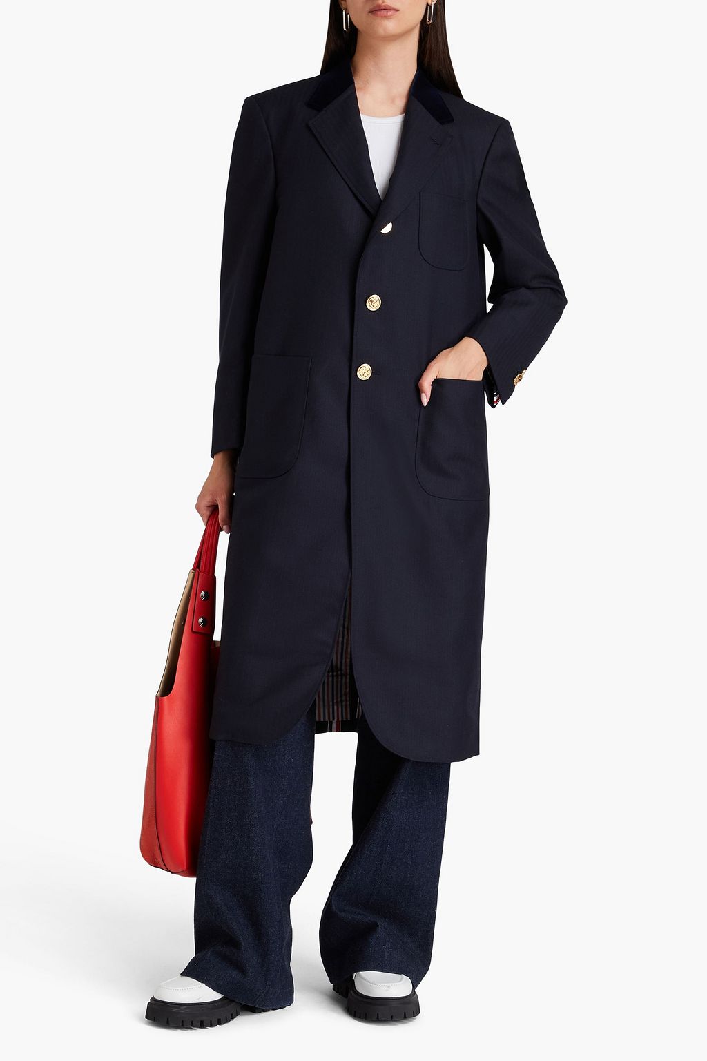 THOM BROWNE Herringbone wool coat