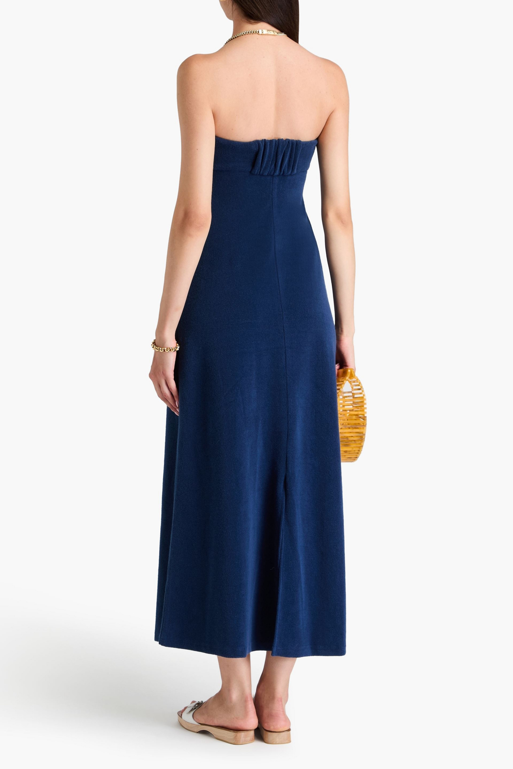 Zimmermann - Strapless cutout cotton-blend terry midi dress | Plush Zimmermann - Strapless cutout cotton-blend terry midi dress | Plush