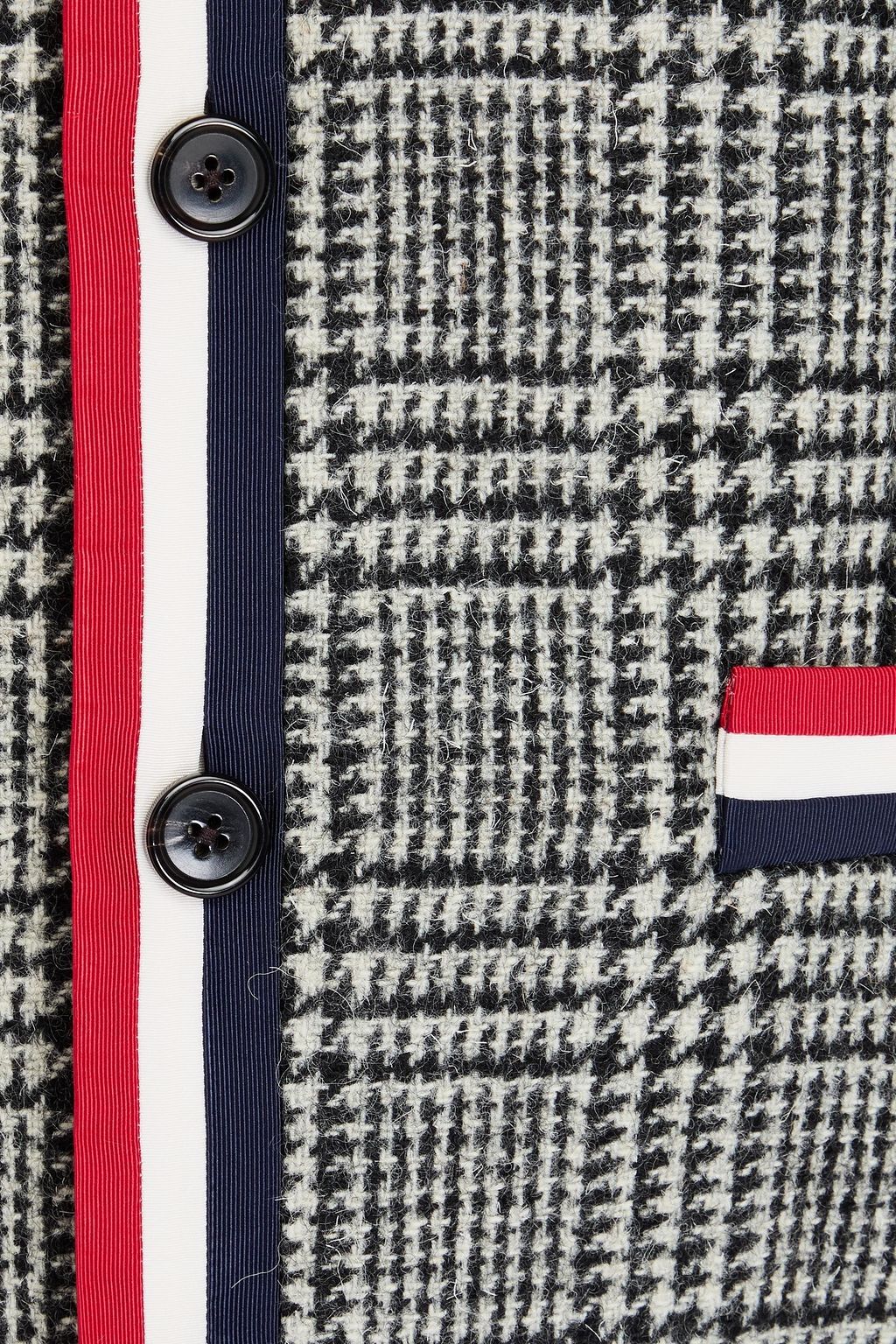 THOM BROWNE جاكيت مصنوع من الصوف ومزين بنقشة مربّعات برنس أوف ويلز وبنقشة مربعات