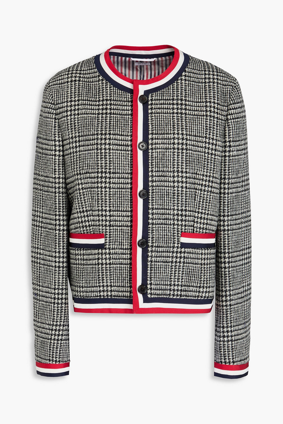 Thom Browne Prince Of Wales Checked Wool-tweed Jacket In Black
