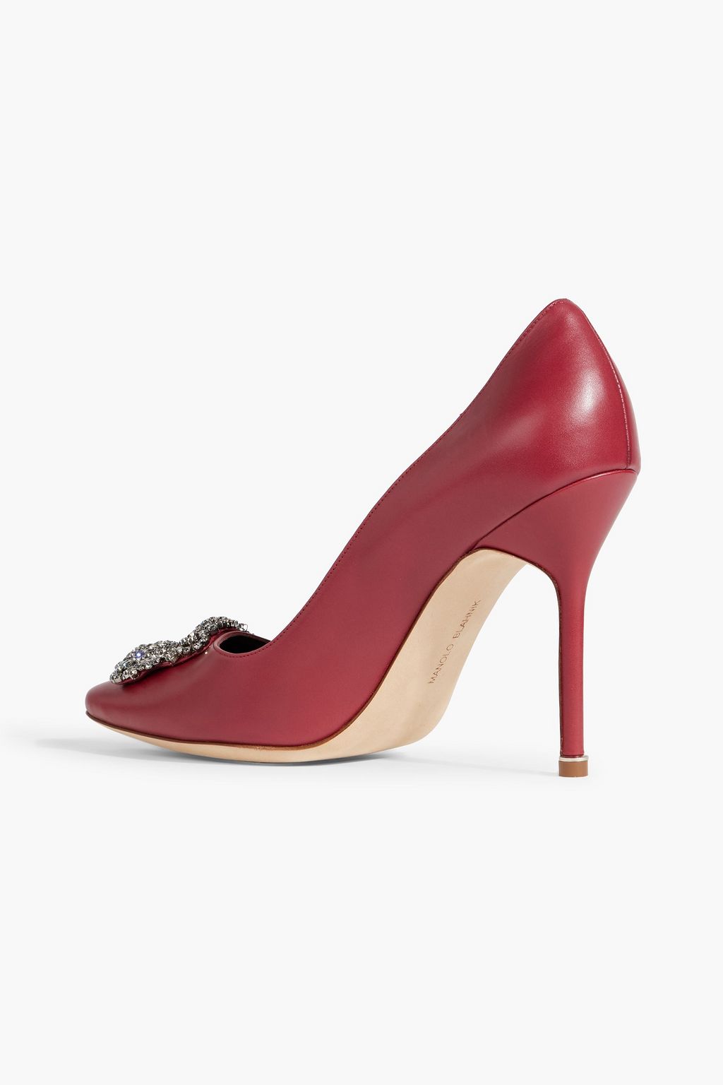 MANOLO BLAHNIK Hangisi 105 crystal-embellished leather pumps