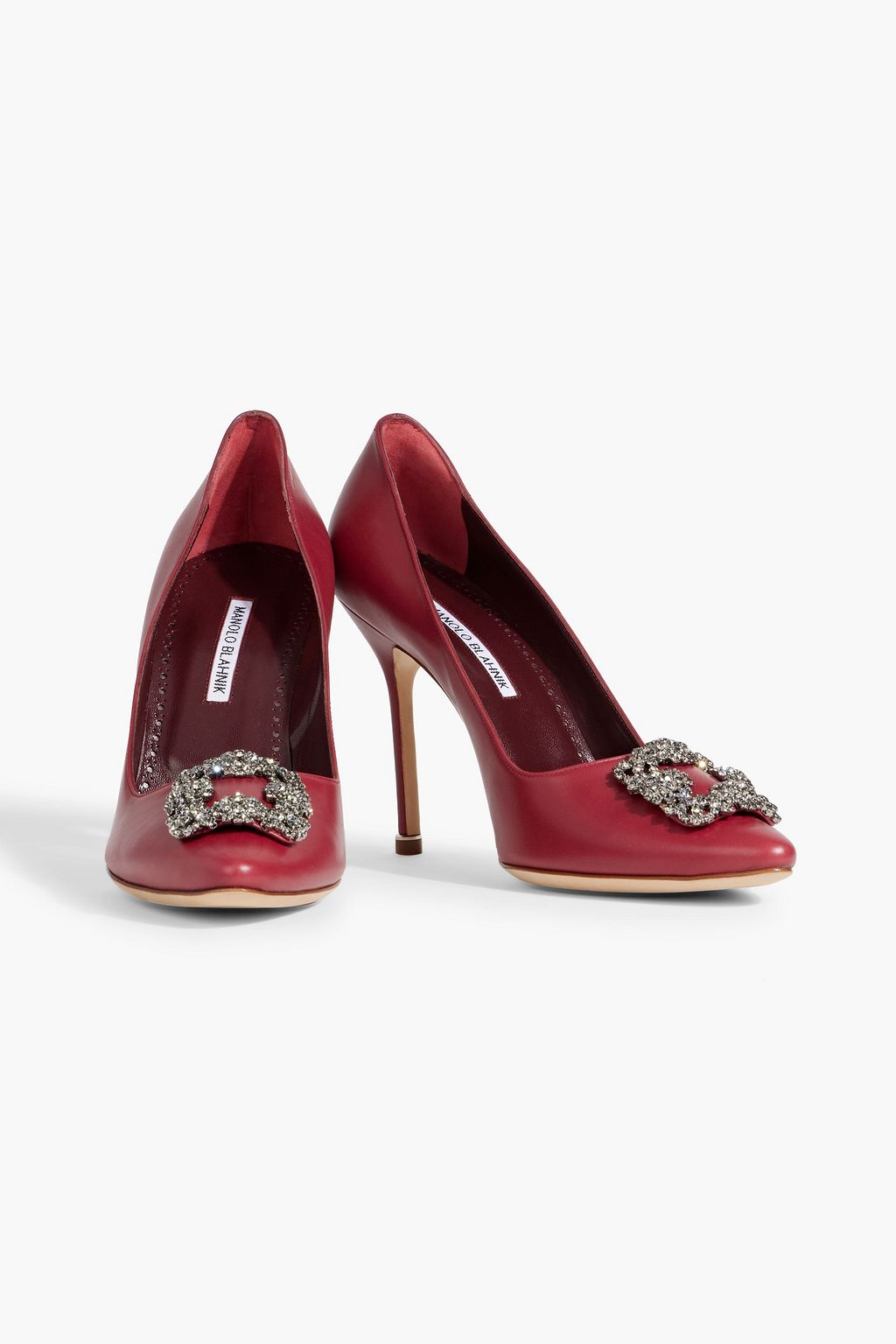 MANOLO BLAHNIK Hangisi 105 crystal-embellished leather pumps