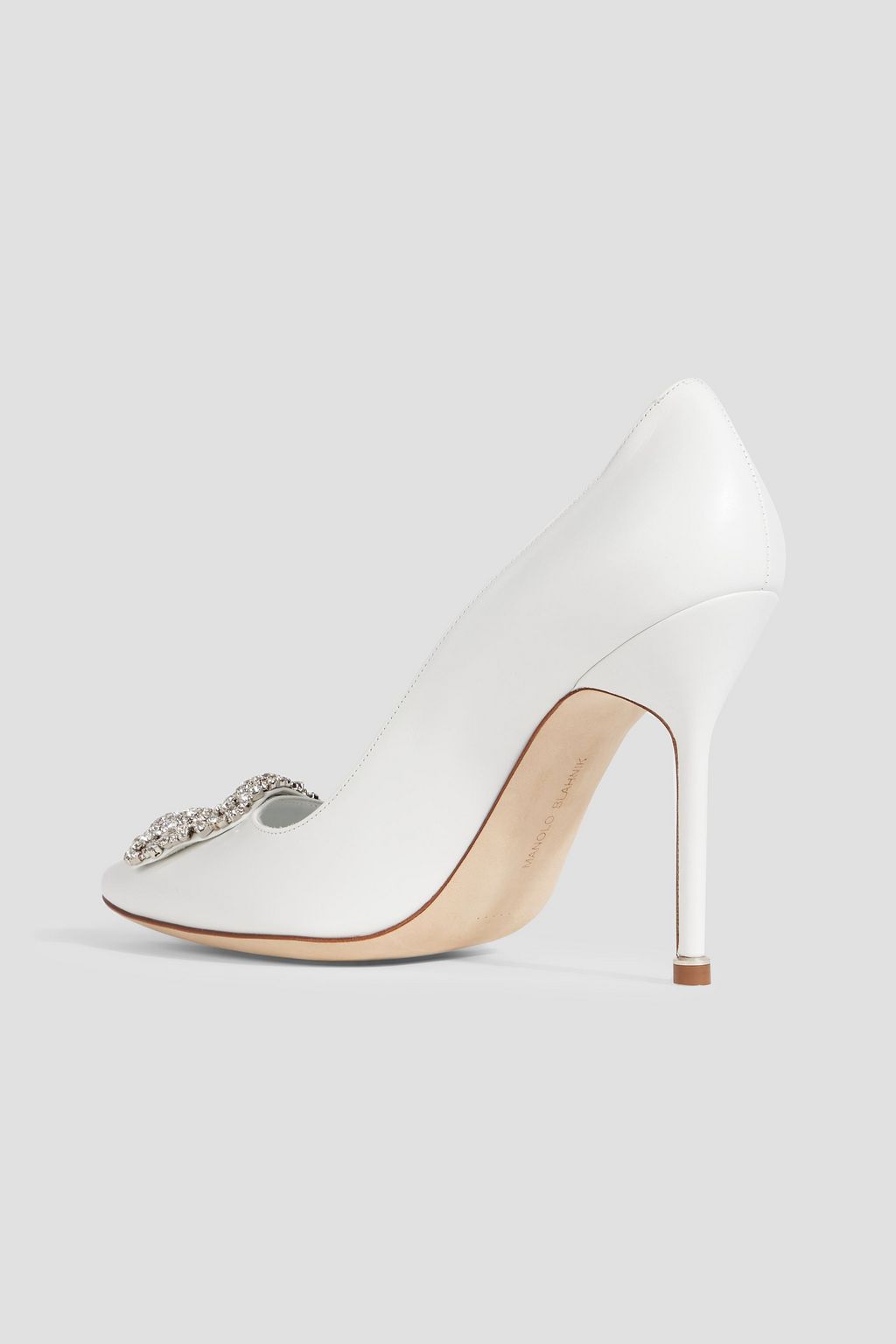 MANOLO BLAHNIK Hangisi 105 crystal-embellished leather pumps