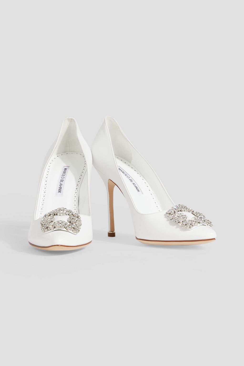 MANOLO BLAHNIK Hangisi 105 crystal-embellished leather pumps