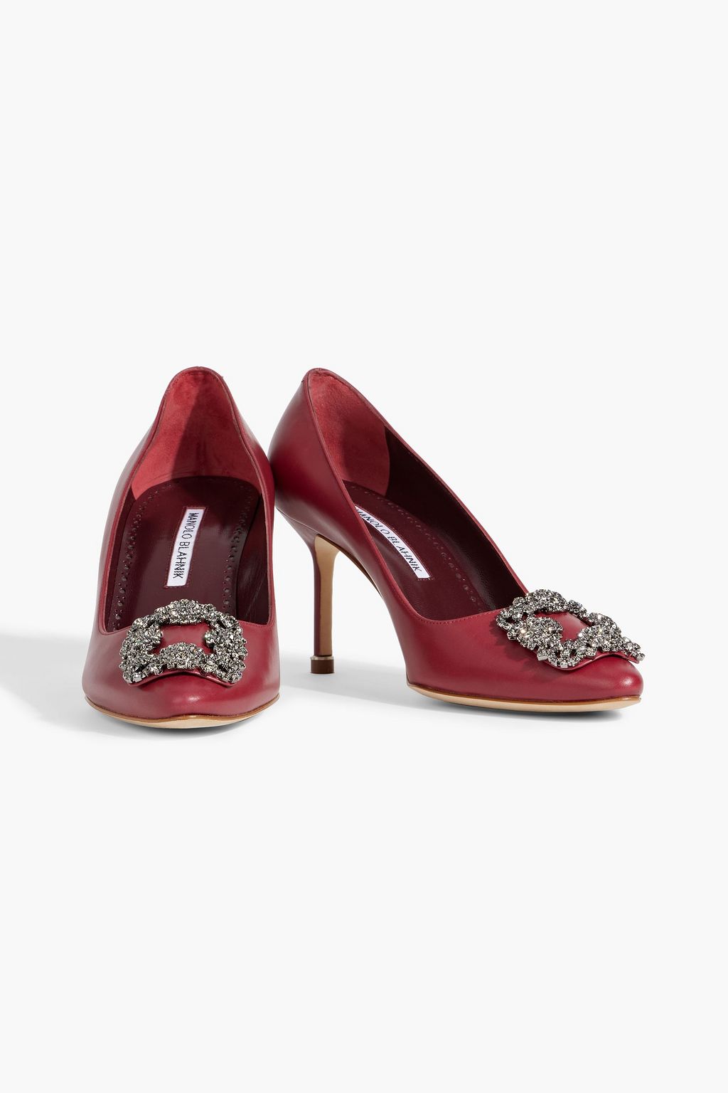 MANOLO BLAHNIK Hangisi 70 crystal-embellished leather pumps