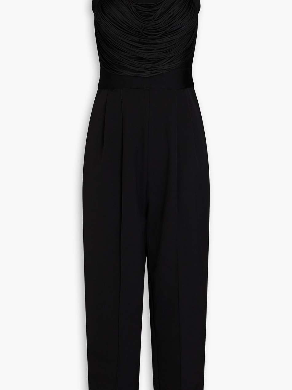 fringed bandage and crepe jumpsuit