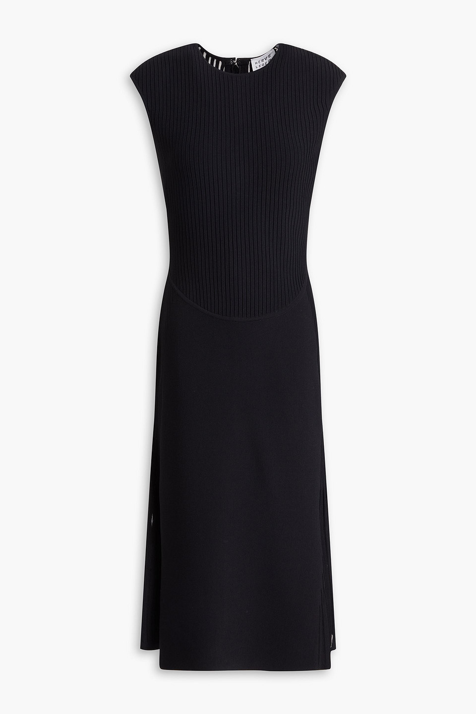 Herve Leger Ribbed-knit Midi Dress In Black