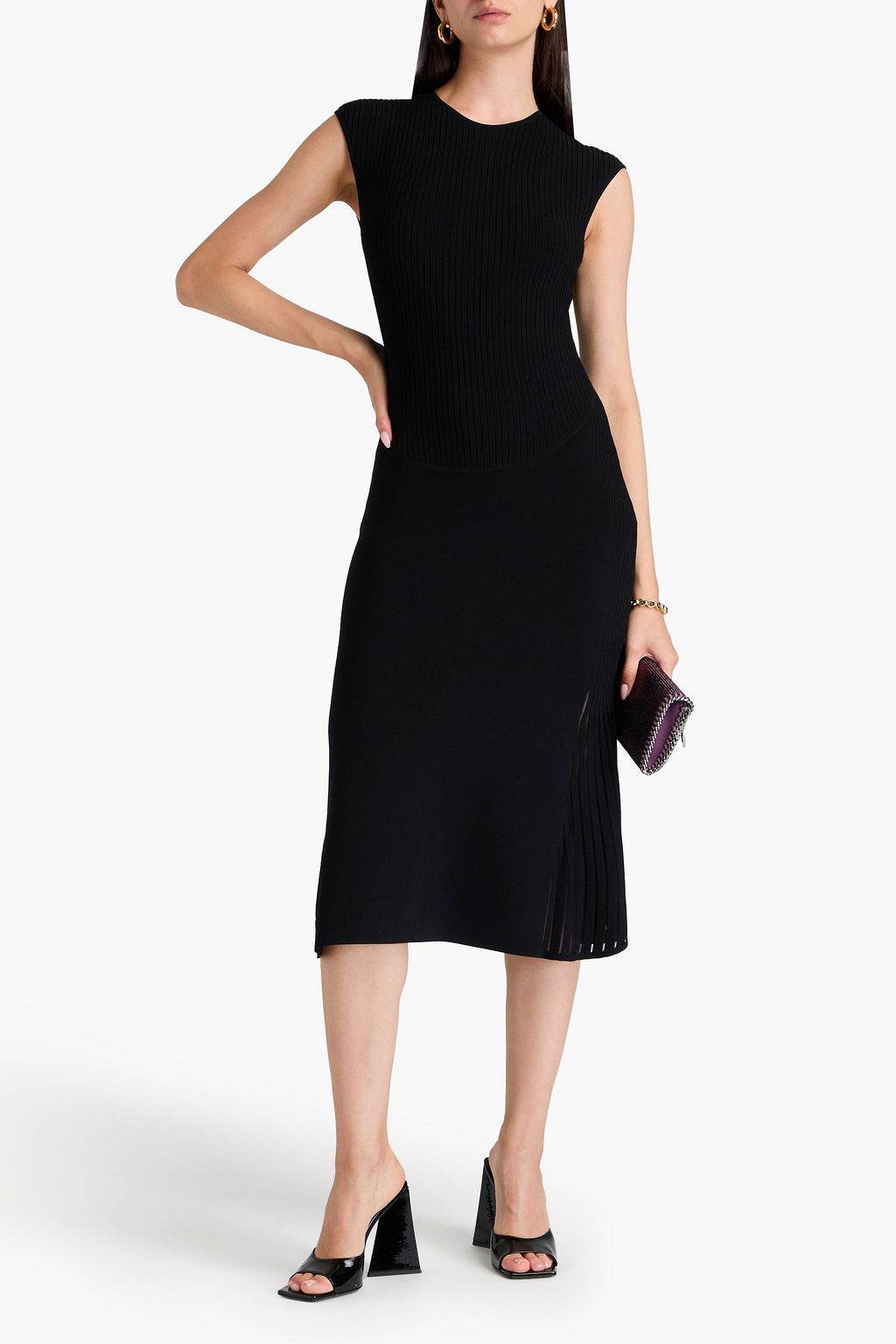 HERVÉ LÉGER Ribbed-knit midi dress