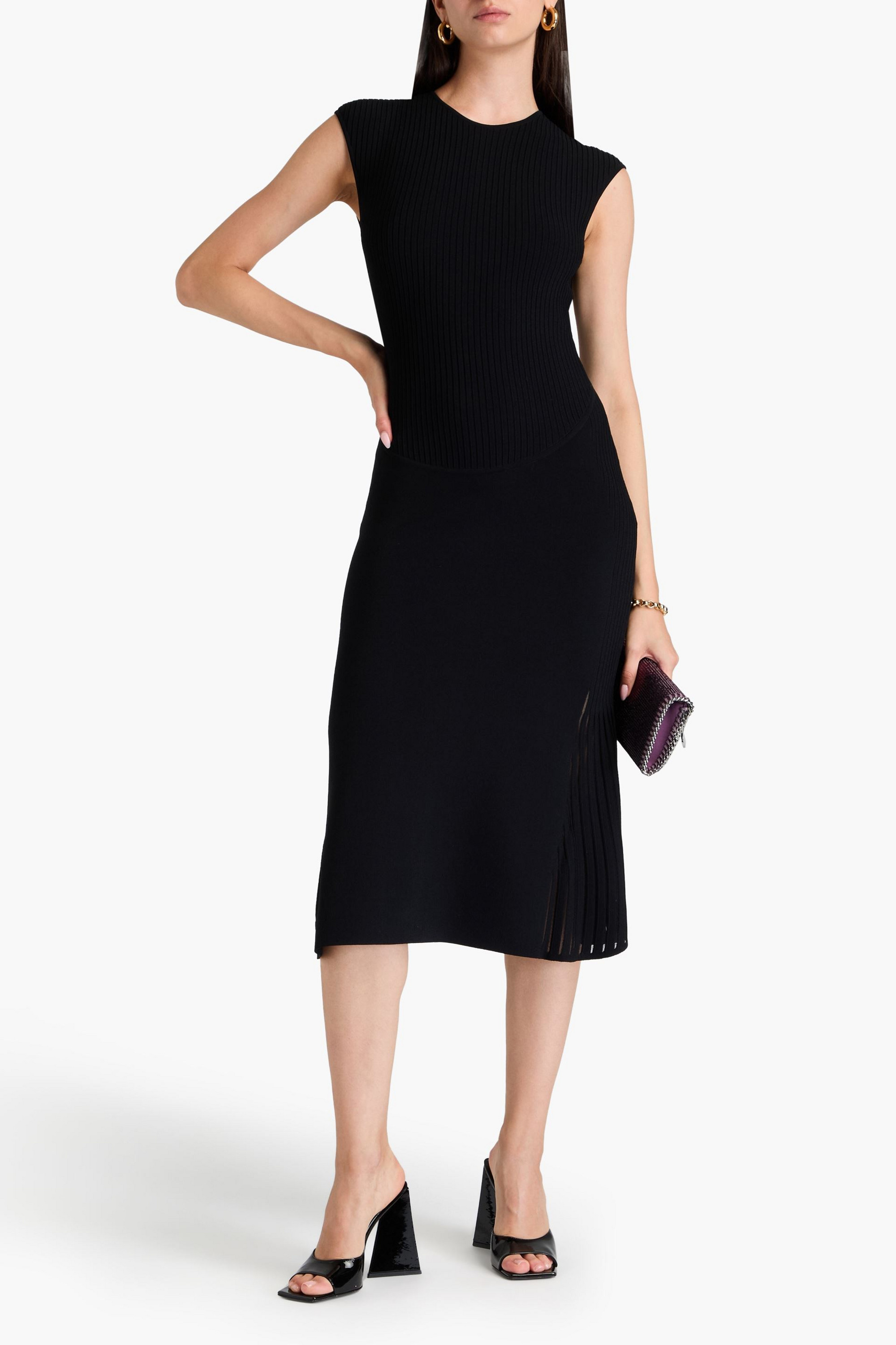 Herve Leger Ribbed-knit midi dress