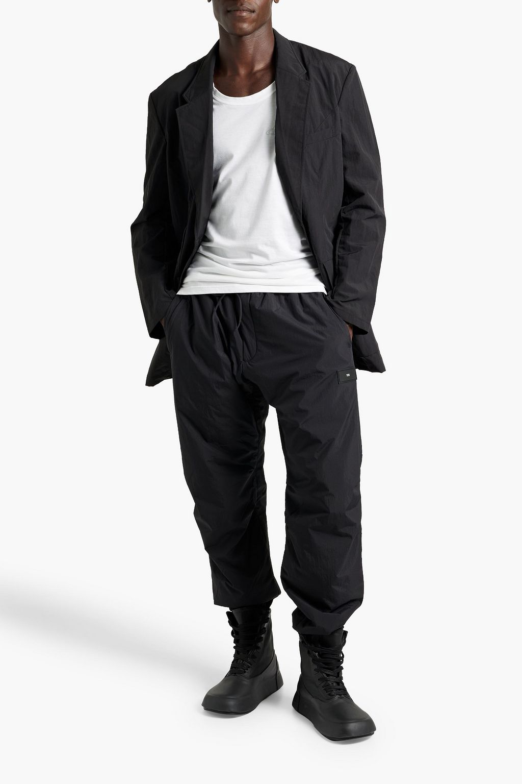 Y-3 Crinkled cotton-shell blazer