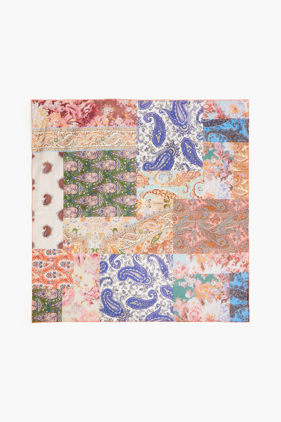 ZIMMERMANN PATCHWORK COTTON AND SILK-BLEND VOILE SCARF