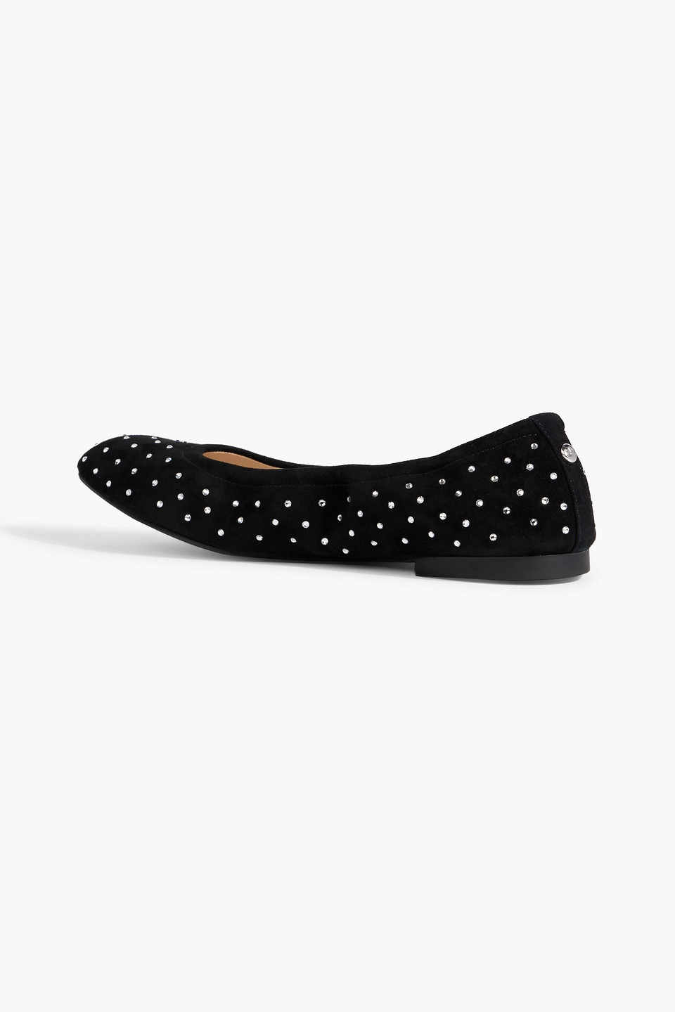 Stuart Weitzman Bling Crystal-embellished Suede Ballet Flats In Black