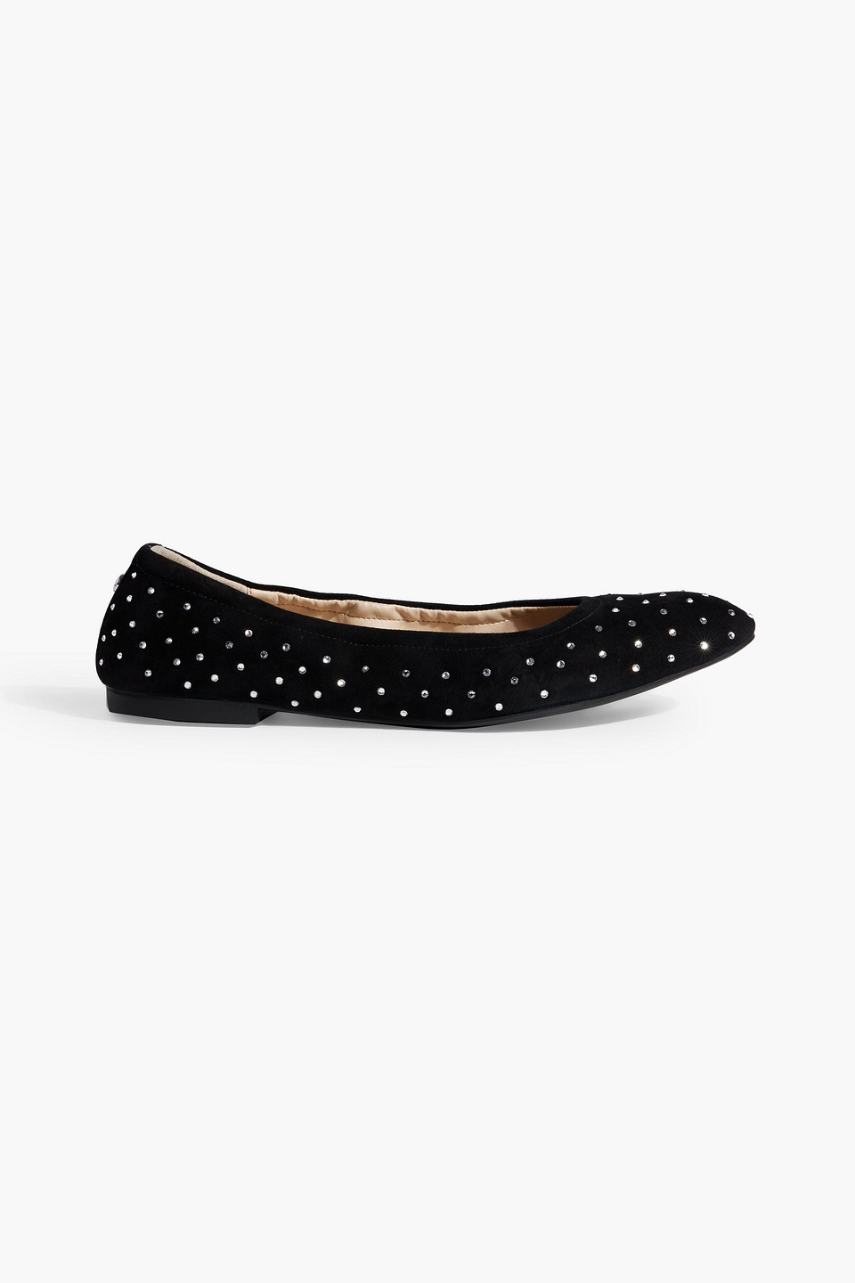 Stuart Weitzman Bling Crystal-embellished Suede Ballet Flats In Black