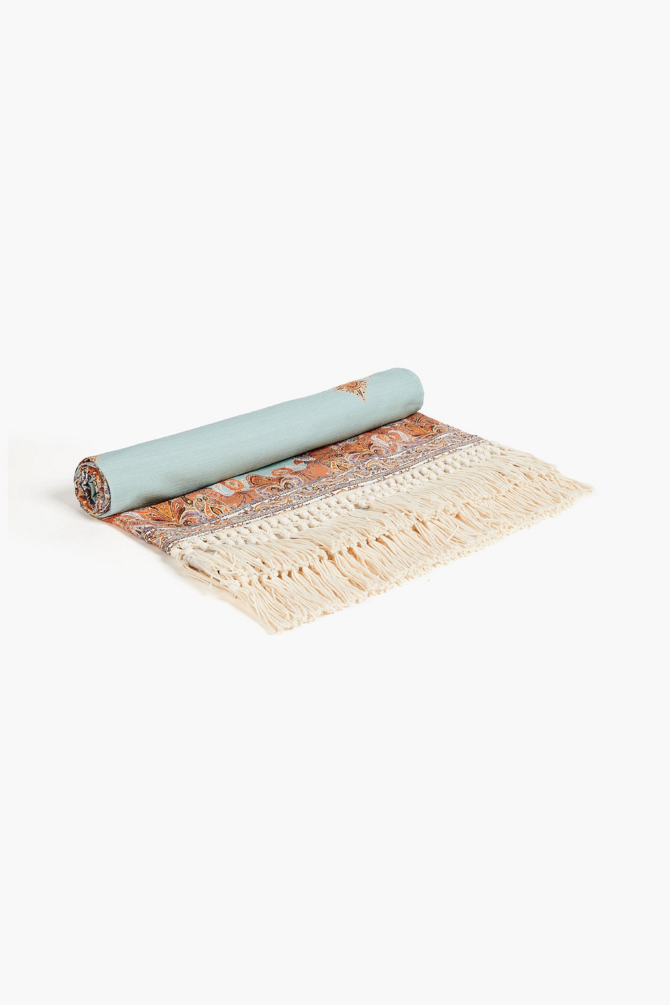 Zimmermann Tasseled Printed Cotton-terry Towel In Mint